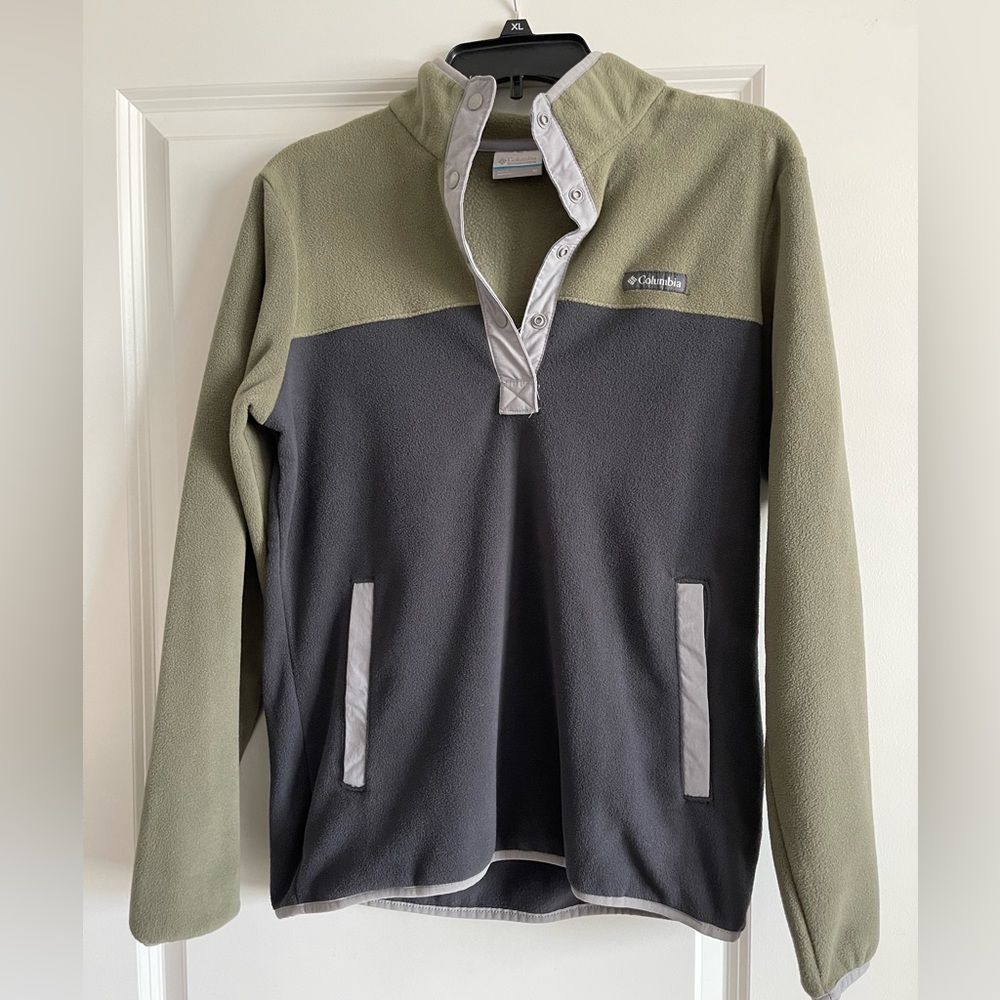 Green m/Grey Columbia Fleece T-snap